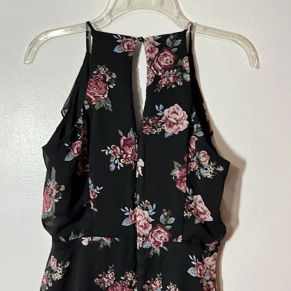 3/$15 Miami Floral Strapless V-Neck Faux Wrap Style Dress- Junior Large - Picture 7 of 9